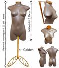 Manequim feminino (Meio corpo modelo jó N.36) Savana com tampa Golden + pedestal retro Golden.
