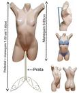 Manequim feminino (Meio corpo Pose Cláudia Raia N.38) bege + pedestal retro na cor prata