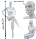 Manequim feminino (Pose sentada Rosto moldado N.38/40) mão na cintura na cor branco