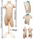 Manequim infantil juvenil (Meio corpo unissex n.14) bege com tampa prata + pedestal retro bege