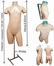 Manequim infanto juvenil (Meio corpo unissex N.14) bege com tampa prata + pedestal H na cor preto.