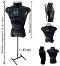 Manequim masculino adulto (Busto definido N.40)Preto com tampa prata + pedestal H na cor preto