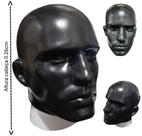 Manequim masculino adulto (cabeça moldada) na cor preto + suporte na cor branco.
