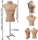 Manequim Masculino (Busto definido N.40) bege com tampa prata + pedestal H preto
