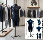 Manequim masculino (meio corpo definido n.38) preto com tampa prata + pedestal H na cor preta.