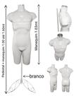 Manequim masculino (Meio corpo definido N.40) branco com tampa prata + pedestal retro branco