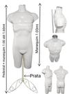 Manequim masculino (Meio corpo definido N.40) branco com tampa prata + pedestal retro prata Manequim masculino (Meio corpo definido N.40) branco com tampa prata + pedestal retro prata