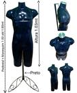 Manequim masculino (Meio corpo definido N.40) com tampa prata + pedestal retro na cor preto