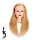 Manequim Training Head 100% cabelo humano, 20-22 polegadas com suporte