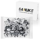Manga de crimpagem de alumínio Sanuke, 150 peças para cabos e cabos de 1/8" de diâmetro, mangas de crimpagem de cabos com ponteira de crimpagem de cabo, mangas de crimpagem de cano duplo