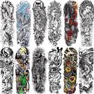 Manga de tatuagem temporária Aresvns Halloween Full Arm Adult x12
