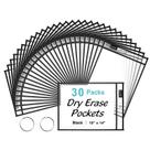 Mangas de bolso apagáveis a seco SUNEE Oversize, 30 pacotes pretas
