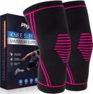 Mangas de compressão de joelho PhysFlex Pain Relief, pacote com 2 unidades, rosa M