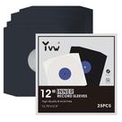 Mangas internas para discos de vinil, papel kraft preto YVW, 25 unidades Mangas internas para discos de vinil, papel kraft preto YVW, 25 unidades