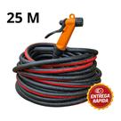 mangueira de jardim trançada bicolor vermelho e preto 25 m flat limpeza com esguicho irrigação