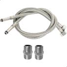 Mangueira Flexível 70cm Para Torneira Monocomando Misturador Engate Inox 304 Par Com Niple M10 x 1/2