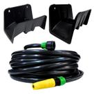 Mangueira Preta 10m Resistente + Suporte Parede Plástico Reforçado Mangueira Preta 10m Resistente + Suporte Parede Plástico Reforçado