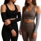 Manguito Esportivo UV50 com Proteção Solar Kit 2 Pares Preto e Cinza para Corrida e Ciclismo
