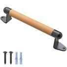 Manija de Madera para Puerta de Granero SELEWARE 30 cm con Soportes Metálicos