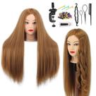Mannequin Head Amyqueen Human Hair 26-28" com braçadeira e ferramentas
