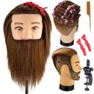 Mannequin Head Carleaty Human Hair com barba 30 cm com suporte