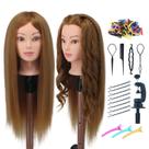 Mannequin Head Eumos Human Hair 24" com suporte e kit de braçadeira Mannequin Head Eumos Human Hair 24" com suporte e kit de braçadeira