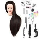Mannequin Head Morris de 28 polegadas com cabelo de fibra sintética preto