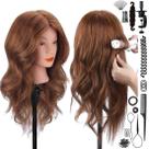 Mannequin Head SZCY LLC 18 cabelos reais castanhos escuros com ferramentas Mannequin Head SZCY LLC 18 cabelos reais castanhos escuros com ferramentas