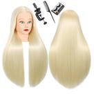 Mannequin Head WeIran 26-28 com cabelo humano +7 ferramentas e suporte