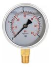 Manômetro 63mm Inox De Pressão Com Glicerina 0 A 4 Bar e 0 A 60 Psi Reto Vertical Rosca