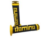 Manopla Amarelo Ponta Aluminio Dourada Para Moto Domino 350