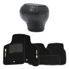 Manopla Bola Câmbio 5M Res.Fundo Preto (400504) + Tapetes Bordados Corsa