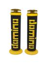 Manopla Para Moto Domino 350 Amarelo Ponta Aluminio Dourada
