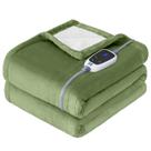 Manta aquecida Sealy Flannel & Sherpa 50x60 polegadas verde