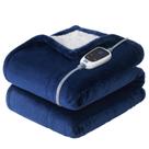 Manta aquecida Sealy Flannel & Sherpa 50x60in Navy