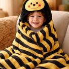 Manta Baby com Capuz de Abelha 75x100cm Amarelo e Preto Jolitex