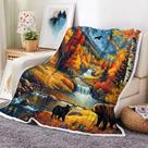 Manta Bzhilja Fall Rustic Cabin Bear, manta decorativa macia e aconchegante