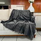 Manta Casal Lisa Fina Luxo Para Sofa e Cama Cobertor Decorativo 100% Algodao 155 x 220