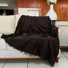 Manta Casal Lisa Fina Luxo Para Sofa e Cama Cobertor Decorativo 100% Algodao 155 x 220