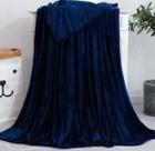 Manta casal soft aveludada premium azul marinho
