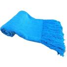 Manta Chenille Azul Sofá Tradicional em Algodão