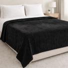 Manta Cobertor Canelada Ultrasoft Casal Queen Veludo Grande COR:PRETO