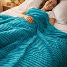 Manta Cobertor Casal Relevo Canelado 200 X 180 Cm - Azul Celeste