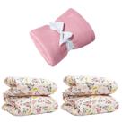 Manta Cobertor Kit 3 pçs c/ 1 Comfy Rosa 2 Edredom Ovelhinha