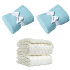 Manta Cobertor Kit 3 pçs c/ 2 Comfy Azul 1 Pipoquinha Branco