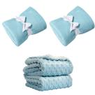 Manta Cobertor Kit 3 pçs c/ 2 Comfy Azul e 1 Pipoquinha Azul