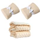 Manta Cobertor Kit 3 pçs c/ 2 Comfy Bege 1 Pipoquinha Bege