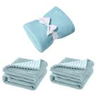 Manta Cobertor Kit 3 peças com 1 Comfy Azul 2 Wave Azul
