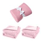 Manta Cobertor Kit 3 peças com 1 Comfy Rosa 2 Wave Rosa