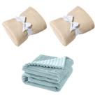 Manta Cobertor Kit 3 peças com 2 Comfy Marfim 1 Wave Azul